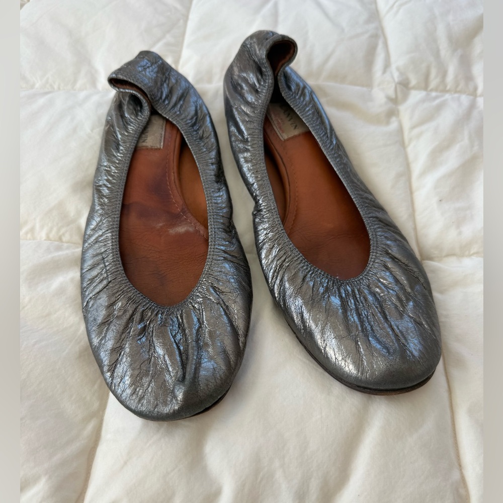 Lanvin Metallic Silver Ballet Flats